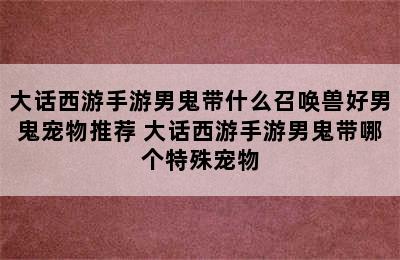 大话西游手游男鬼带什么召唤兽好男鬼宠物推荐 大话西游手游男鬼带哪个特殊宠物